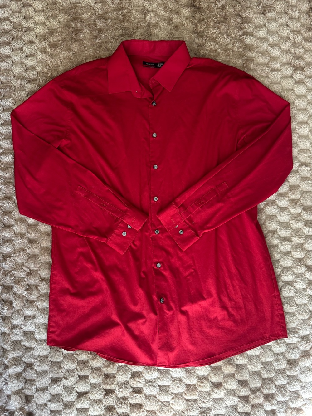 J. Ferrar Men's Red Button-Down Dress Shirt